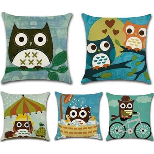 Cute owl pattern cartoon cushion cover pillowcase sofa car back cushion cover decoration home