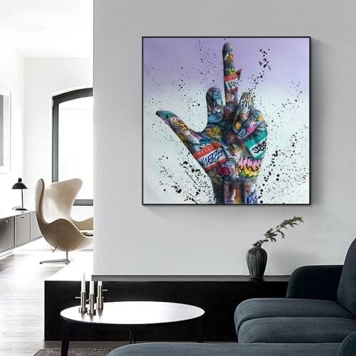 Graffiti Hands Wall Art Canvas Print Abstract Poster Painting Decoration Picture Nordic Scandinavian Modern Living Room Decor