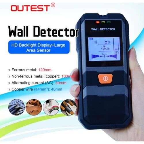 OUTEST 3 in 1 Wall Detector for AC(Copper wire),Copper pipe,Metal Objects Steel bars Wire Copper Tube Finder depth 120mm