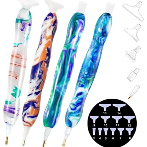 New Handmade Crystal Resin Pen 5D Diamond Painting Tool Point Drill Pen With 18 Pieces Nib Set Diamond Embroidery Accessories
