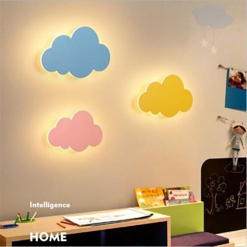 2020 New Nordic led warm and cute cartoon childrens bedroom bedside cloud wall lamp factory direct sales