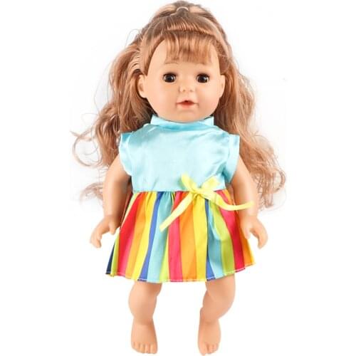 2021 New Dress Fit For 14 Inches Baby Doll Reborn Baby Doll Clothes Little Rainbow Dress For Girls American Girl Doll Accessorie
