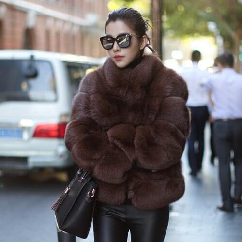 Real Autumn Winter Coat Double-faced Fox Fur Jacket Women Clothes Korean Coats Manteau Femme Hiver MY941