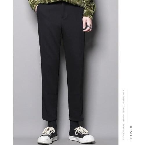 Autumn literature and art British style simple and versatile small straight cone loose casual pants trousers elastic waist Capri