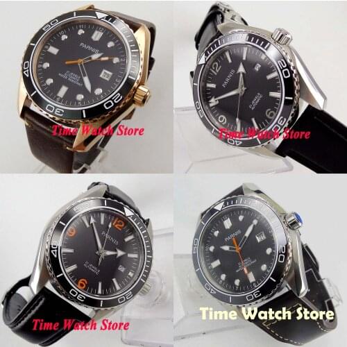 Parnis 45mm Miyota 5ATM Automatic Mens watch Sapphire Glass luminous black dial Ceramic Bezel waterproof 2