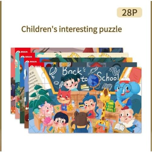 Puzzles for Kids Montessori 28 Pieces Paper Puzzle 3d Baby Educational Toys Learning Grow Up Cartoon Lovely Children Toys Puzzle
