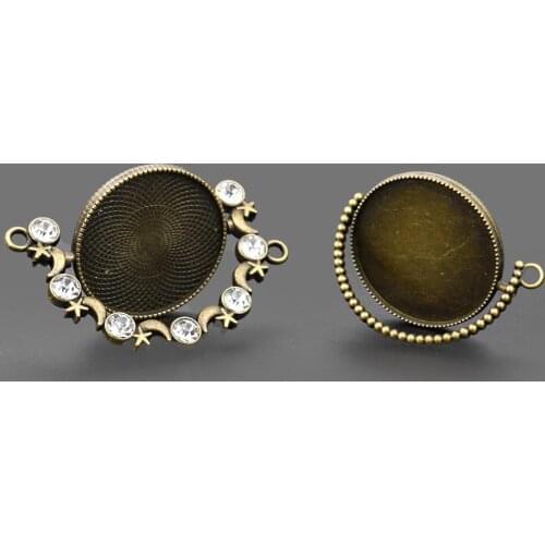 Round Time Gem Cabochon Zircon Pendant Base Photo Album Memory Locket Family Picture DIY Necklace Jewelry Making Accessory Gift