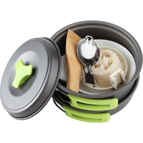 1-2 People Outdoor Cookware Portable Lightweight Camping Pot Set