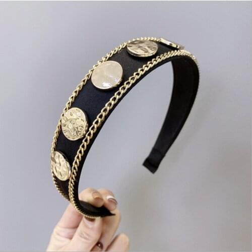 High-end headbands fashion hair accessories women chain alloy temperament wide-brimmed hairband headband girl hair band headwear