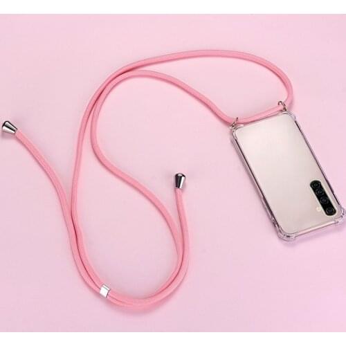 Clear Silicone Phone Case For Realme 8 7 6 5 5i 3 2 X50 XT X2 Lite Pro C3 C2 Case With Lanyard Strap Rope Protective Cover Cord