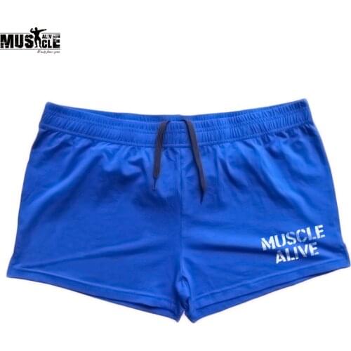 MUSCLE ALIVE MEN BODYBUILDING SHORTS TRAINING EXERCISE GYM CLOTHING COTTON SPORTS FOR MAN JOGGING SHORT PANTS SPORTSWEAR RUNNING