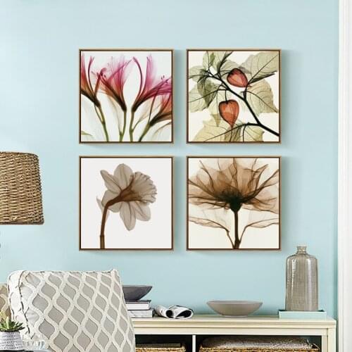 Modern Decoration Translucent Flowers Unique Visual Prints Poster Wall Art Canvas Painting Decorative Picture Home Decor