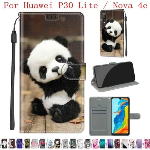 Sunjolly Case for Huawei P30 Lite Nova 4e Wallet Stand Flip PU Leather Phone Case Cover coque capa Case Cover