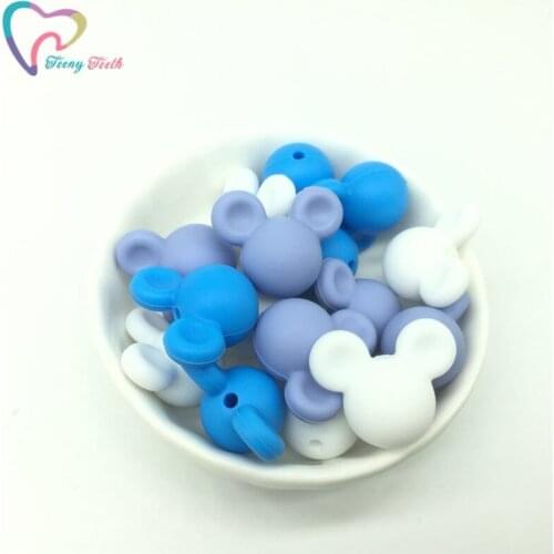 Teeny Teeth 9 PCS Mickey Loose Silicone Beads BPA Free Silicone Pendant DIY Animal Teething Beads For Food Grade Necklace Toys