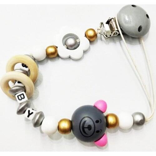 Baby Pacifier Clip Chain Infant Boys Girls Cute bead Letters Toys Teether Pacifier Chain Holder Baby Nipple Feeding new
