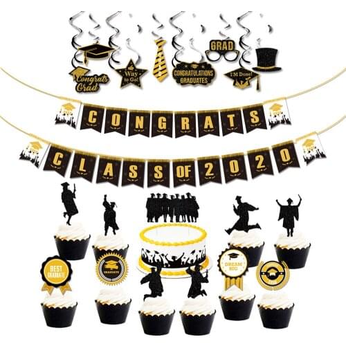 Graduation Party Decorations Banner Congrats Grad Banner Photo Props Cake Topper Class of 2021