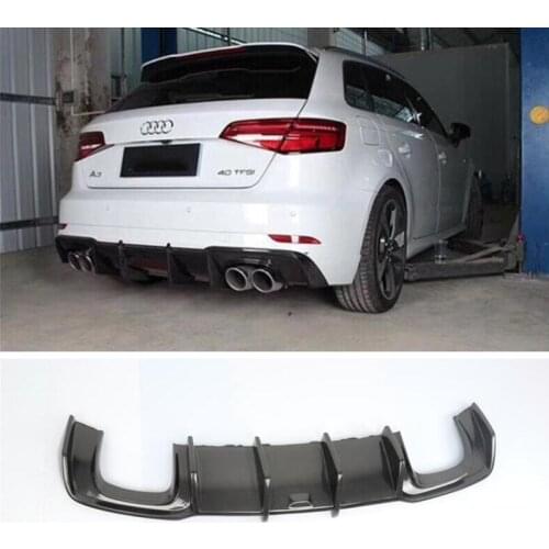 For Audi A3 S3 RS3 Hatchback 2017 2018 2019 2020 Real Carbon Fiber Rear Diffuser Lip Spoiler High Quality Car Bumper Accessories