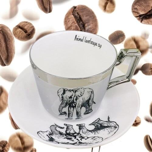 Reflection Mirror Coffee Mugs With Dish Romantic Tea Cups Creative Drinkware