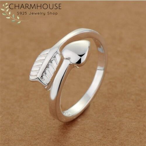 New Arrival Pure 925 Silver Rings For Women Arrow Heat Ring Adjustable Bague Femme Wedding Band Bridal Korea Style Jewelry Gifts