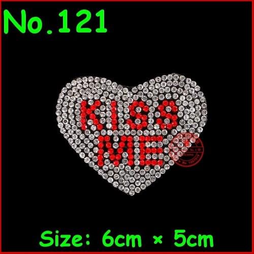 1 pcs Kiss Me Heart Love Hotfix Crystal Rhinestones Motifs Iron On Patches Crystal besds Jewelry For Women Clothes Wedding Dress