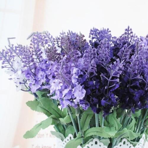10 Head Artificial Lavender Plants Silk Flowers Violet Bouquet Plant Home Garden Decoration
