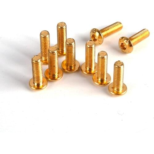 10Pcs iso7380 half round Alloy steel Titanium plated Gold Hex Screw M2 M2.5 M3 M4 M5 titanium plating gloden button head Screw