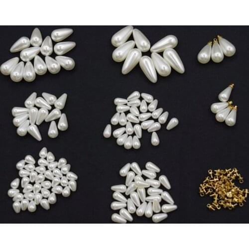100pcs Tear Drop Round Pearl Imitation ABS Beads For Jewelry Making Arts Crafts Apparel Sewing Garment Beads DIY