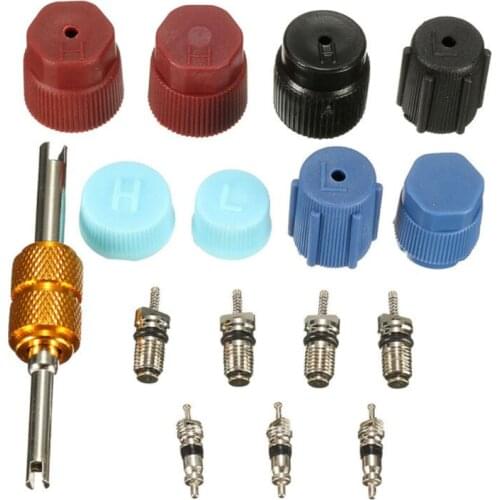 16Pcs/Set Universal Air Conditioning Service A/C AC System Cap Valve Cores Seal Kit