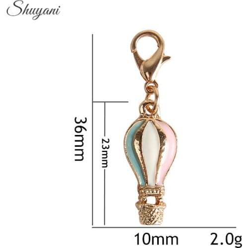 20 PCS Handmade DIY Enamel Hot air balloon Charms Pendant for Women Earrings Necklace Jewelry Making Accessories