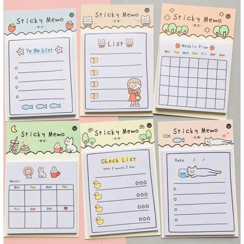 SaYing 30 Sheets Sunny Day Weekly Memo Pads Paper Plan To Do List Sticky Notes Journal Planner Notepad School Stationery Kawaii