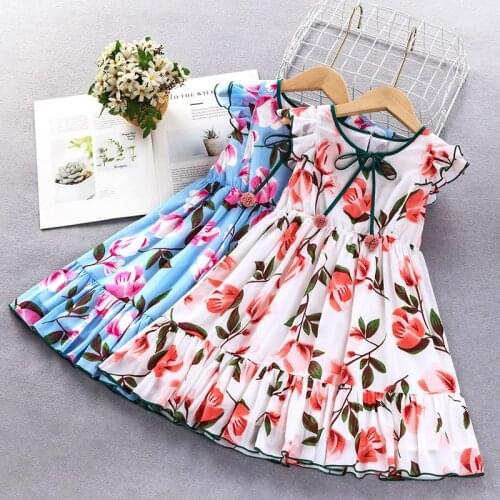Big Girls Vest Dresses 2021 Summer New Kids Fashion Cute Floral Print Dress Korean Soft Sleeveless Dress For Girls Baby Clothes