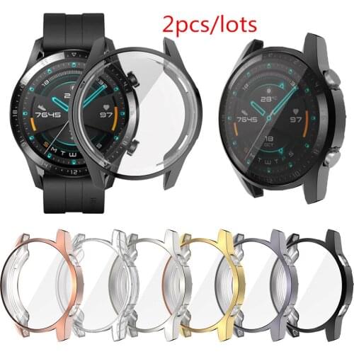2pcs Watch Case For Huawei Watch GT 2 46mm Case Soft Silicone TPU Protective watch Cover Protector Frame For Huawei GT2 42mm