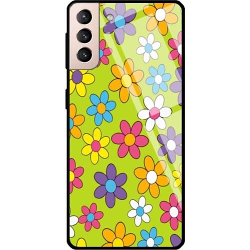GREEN FLOWER GAL Tempered Glass Cover For Samsung Galaxy S21 Ultra S20 FE S8 S9 S10 Plus Note 10 20 Case
