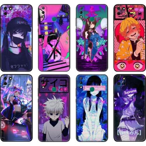 Black tpu Case For Huawei Y9S Y6S Y8S Y5P Y7P Y8P Case For Huawei Y5 lite Prime 2018 Y6 2019 Cover Bumper Vaporwave Glitch