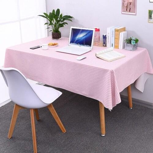 Decorative Desk Cloth Cotton Linen Rectangular Waterproof Tablecloths Printed Color Pink Wedding Birthday Party Table Cover New