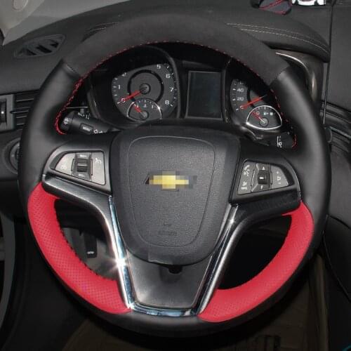 For Chevrolet Cruze AVEO Malibu Captiva TRAX Cavalier Suede Stitching Car Steering wheel cover leather Hand stitch Grips