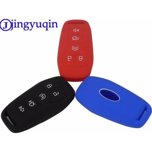 Jingyuqin Remote 5 Buttons Silicone Car Key Cover Case For FORD EXPLORER Fusion Mustang F150 For Lincoln MKZ MKC Smart Key