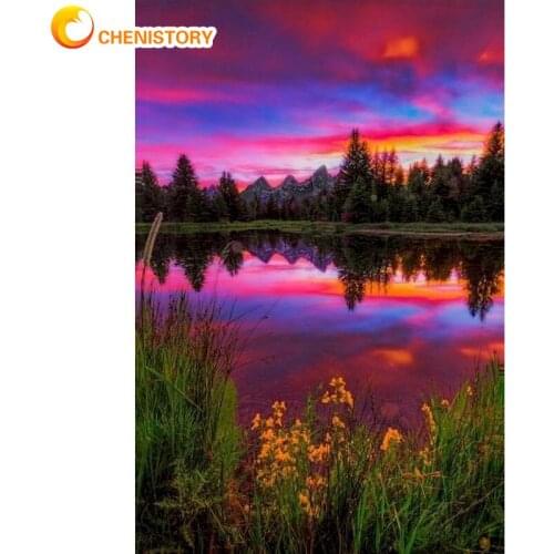 CHENISTORY Oil Painting Canvas For Adults Beautiful Natural Picture With Frame Acrylic Paints Color By Number Drawing DIY Kits