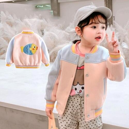 Girls' baby jackets new spring and autumn clothes girls' baseball uniforms little girls' embroidered jackets