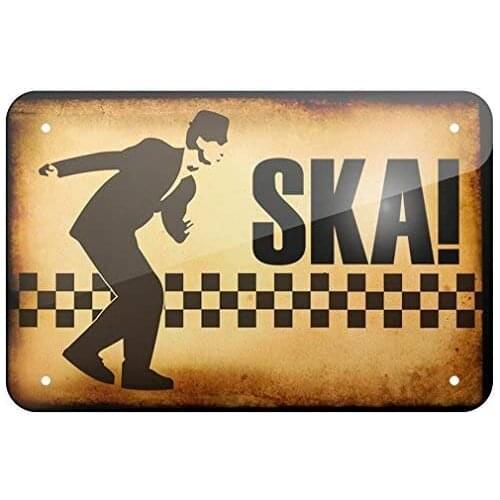 Metal Wall Sign SKA Is Suitable for Music Bar Cafe Art Poster Wall Decoration Old-fashioned Square Metal Sign 8X12 Inches