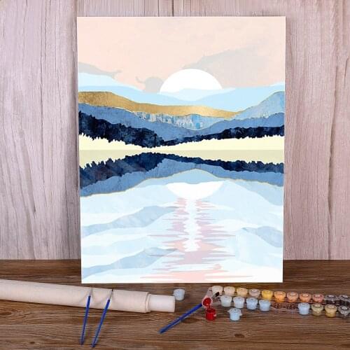 Landscape Mountain Painting By Numbers Package Oil Paints 40*50 Canvas Painting Wall Paintings For Adults Wall Art Handicraft