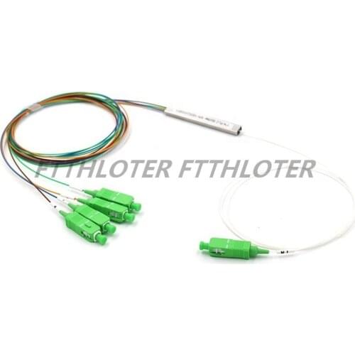 Factory wholesale 20PCS Green APC PLC Splitter 1*4 Steel Pipe SM Pigtail Optical Splitter SC/APC 0.9m SM