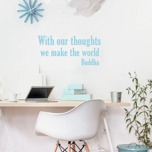 "With Our Thoughts , We Make The World" Buddha Wall Quote Decals-Buddhism Vinyl Wall Art Sticker For Home Study Room Decoration