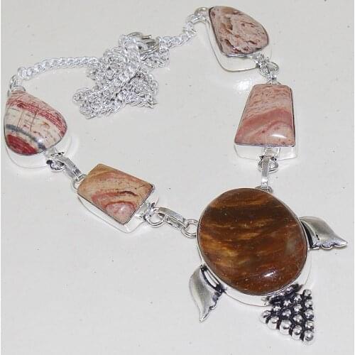 Jaspper Necklace Silver Overlay over Copper ,50cm, N1338