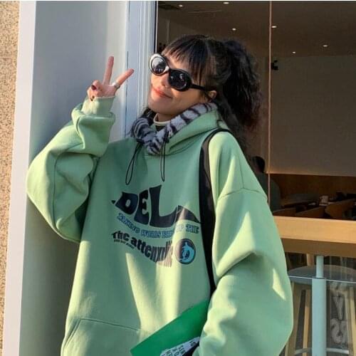 Harajuku Style Wool Hoodie Sweater Women 2021 New Hip Hop Fashion Pullover Loose Warm Top Couple Coat Plush Prairie Sweater Goth