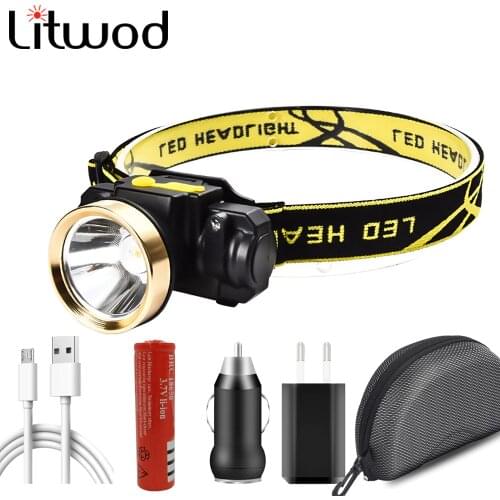 LED Sensor Headlamp Rechargeable Mini Headlight Outdoor Camping Head Flashlight Torch Lamp 18650 Battery