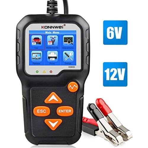 KONNWEI KW650 6V 12V Car Battery Tester 100-2000 CCA Battery Load Tester Automotive Battery and Alternator Tester for Vehicles