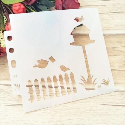 14.1*13cm Cage bars stencils Cover template spray plastic mold shield DIY cake hollow Embellishment printing lace ruler