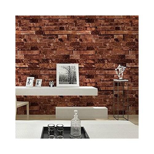 Q QIHANG 10m Three-dimensional Wallpaper Brick Wall Wallpaper 3D Textured Bricks Red 5.3m2
