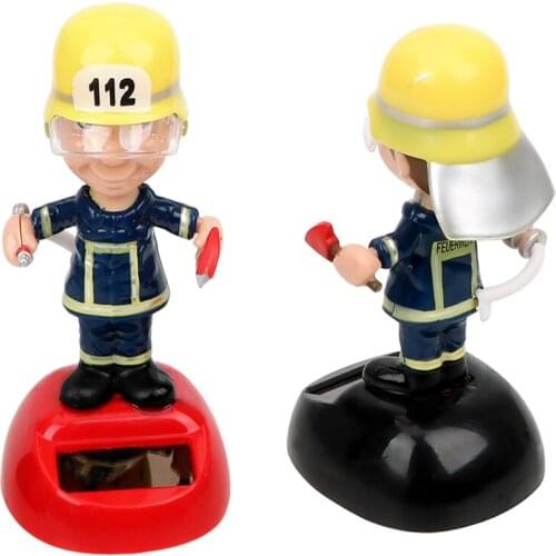 LEEPEEHome Decor Firemen Shape Car Ornament Dashboard Decoration Car Styling Solar Powered Dancing Toy Swinging Auto Accessories